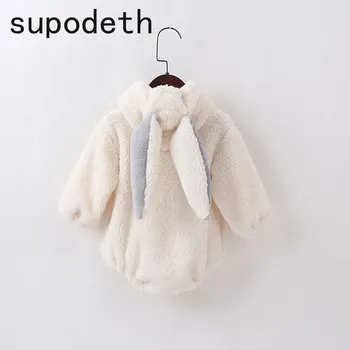 Urechi de iepure Fleece Cald Romper pentru Copii Nou-născuți Haine cu Gluga pentru Fete pentru Copii Haine Salopeta de Iarna Haine 2020 0 3 6 9 24 Luni