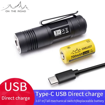 PE DRUM 311 de Tip C USB DirectCharge Lanterna LED-uri USB Reîncărcabilă Lanterna EDC miniTorch breloc-uri ultra-luminoase MicroTorch