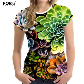 FORUDESIGNS Brand T Camasa Pentru Femei de Vară Plante Suculente Tee Topuri Femei T-shirt 2019 Feminino tricouri Camiseta Feminina Doamna