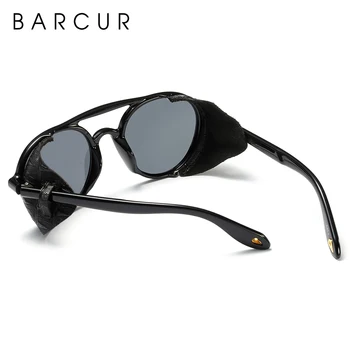 BARCUR Steampunk Rotund ochelari de Soare Barbati TR90 Material Vintage Brand de Lux Gradient Lens Retro ochelari de soare Femei UV400 Protecție