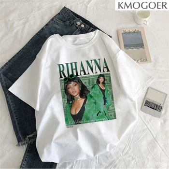 Rihanna Epocă Tumblr Ulzzang Femei Tricou Casual Cu Maneci Scurte De Vara Barbati Tricou Cool Grafic T-Shirt, Tee Shirts