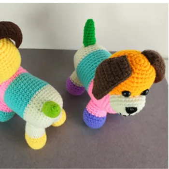 Noi Handmade Curcubeu Câine Tricotat Croșetat DIY Jucărie Lână de Tricotat Câine Papusa Decor Mobilier de Tricotat Jucărie de Pluș Cadouri pentru Copii
