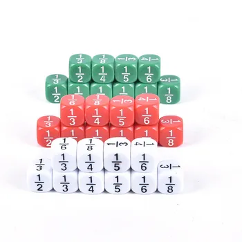 10BUC/Set 16*16 mm Alb/Rosu/Verde Număr Fracționar Amuzant Zaruri Joc de Educație Accesoriu