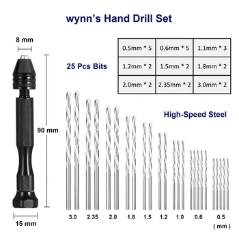 Burghiu De Mână Set De Precizie Pin Menghină Cu 25 De Piese Mini Twist Drill Bits Pentru Model,Diy,Bijuterii,Multifuncțional Instrument Rotativ Dri