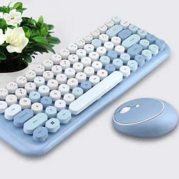 Drăguț Mini Portabil rezistent la Uzura 2.4 G Wireless Keyboard Mouse-ul Setat pentru Computere Mixt color mini tastatura și mouse-ul