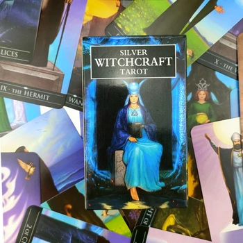 1 buc Argint Vrăjitorie carti de Tarot Carduri Versiunea în limba engleză 78 de cărți Oracol Soarta Divinație Petrecere Tabla de Joc