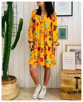 îmbrăcăminte OWLPRINCESS 2020 Nou Stil pentru Toamna și Iarna Florale Imprimate Rochie