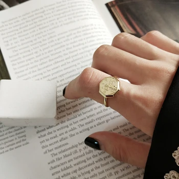 LouLeur argint 925 Octogon abstractă, inele de aur de design original, elegant amuzant deschide inele pentru femei bijuterii fine