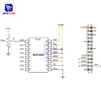 5PCS/Lot IC Chip MCP3008-I/P MCP3008 8-Canal 10-Bit A/D-Convertoare SPI DIP16 Original Circuit Integrat pentru Respberry Pi