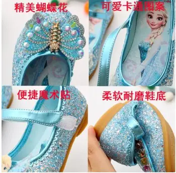 Disney Frozen Elsa Printesa Pantofi Fete Bomboane de Culoare Papion Tocuri Plat Aluneca pe Petrecere de Dans, Sandale Pentru Copii Copii, Fete Sandale