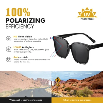 LIOUMO Moda Supradimensionat ochelari de Soare pentru Femei Polarizati care pleacă Doamnelor Bărbați Ochelari de Design Pătrat UV400 Anti-Orbire gafas de sol