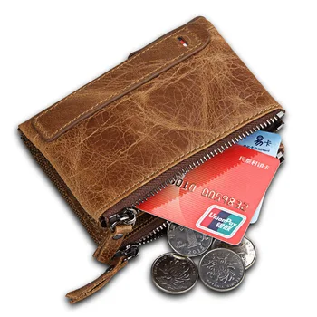 Piele naturala RFID Bărbați Portofel Cu Moneda Buzunar Dublu cu Fermoar geanta cu Bani Titularul Cardului de Credit Crazy Horse Geanta Pentru Om