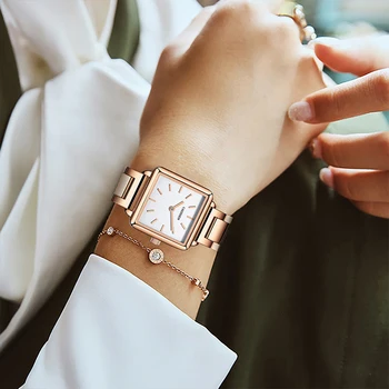 2020 Brand de Lux CADISEN Doamna de Moda ceas pentru femei de argint din Oțel Inoxidabil Trupa Impermeabil Ceas zegarek damski Aur