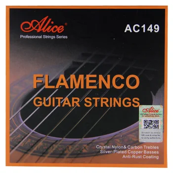 Chitara accesorii Alice AC149 Flamenco Guitar String Set, Cristal de Nailon & de Carbon (G), Argintiu Placat cu Cupru de Lichidare