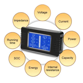 DC 0-200V 0-300A Baterie Tester Voltmetru Ampmeter Putere Impedanta Capacitate de Energie Metru Timp 50A/100A/200A/300A Multimetru