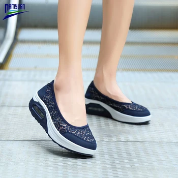 Damyuan Platforma Pantofi Femei Aluneca pe 2020 Nou Primavara-Vara Apartamente de sex Feminin Moale Zapatos De Mujer Dantela Mocasini Doamnelor Pernă de Aer