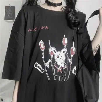 Gothic Punk Vară Liber de Epocă femei tricou Ulzzang iepure Strada Harajuku desene animate Print cu Maneci Scurte dropshipping haine
