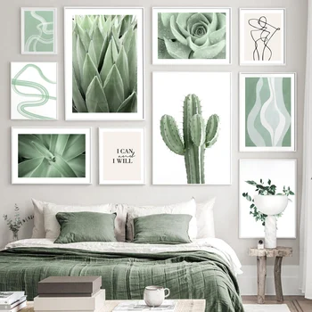 Arta De Perete Panza Pictura Cactus Agave Frunzele Plantelor Linii Abstracte Nordic Postere Si Printuri Poze De Perete Pentru Living Decorul Camerei