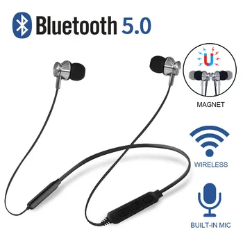 FOOVDO 5.0 Căști Bluetooth Waterproof Wireless Căști Sport Magnetic de Susținere Suport TF Card Pavilioane cu Cască cu Microfon
