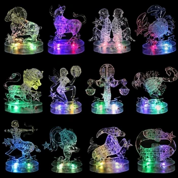 Cristal 3D Puzzle LED Lumină Intermitentă Copii 12 Constelații Horoscop Puzzle Model de Jucarii Pentru Copii Cadouri