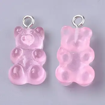 20buc Gummy Bear Rășină Pandantive cu Bucla de Animale Imitație Bomboane Farmece Vrac pentru Bijuterii Brelocuri Face