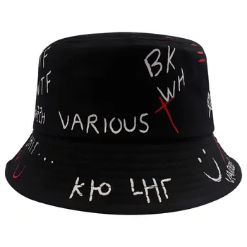 Noul Graffiti Găleată Pălării Femei Barbati Negru Alb Hip Hop Harajuku Găleată Pălărie De Femeie Plat Moda Casual Bumbac Pălărie Pescar Capac