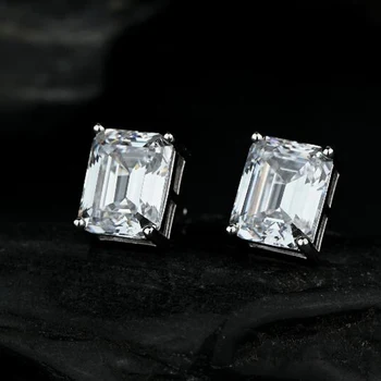 OEVAS Argint 925 Sintetice Smarald Cercei Stud Pentru Femei Spumant Ridicat de Carbon Diamant Partid Bine de Bijuterii Cadou