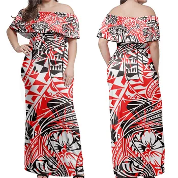 Doginthehole Tranditional Maxi Rochie Pentru Femei de Moda de Pe Umăr Zburli Petrecere Halat Polineziene Model Tribal Rochii de Primăvară