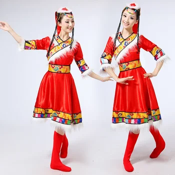 En-gros Tibetan rochie populară Chineză costume de dans îmbrăcăminte rochie de dans etapă purta performanță Chineză costume de dans TA921