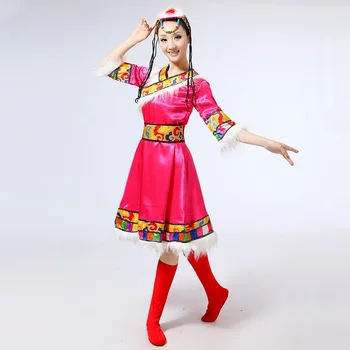 En-gros Tibetan rochie populară Chineză costume de dans îmbrăcăminte rochie de dans etapă purta performanță Chineză costume de dans TA921