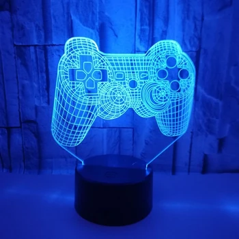 Creative 3D Iluzie Gamepad Forma LED Lumina de Noapte Idee de Schimbare de Culoare Lampă de Birou 27RF