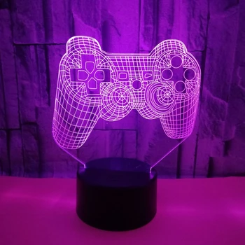 Creative 3D Iluzie Gamepad Forma LED Lumina de Noapte Idee de Schimbare de Culoare Lampă de Birou 27RF