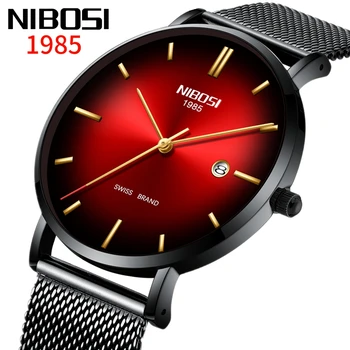 Mens Ceasuri NIBOSI Top Brand de Lux Impermeabil Ultra Subțire Data Ceas Masculin Otel Curea Casual Cuarț Ceas Barbati Sport Ceas de mână