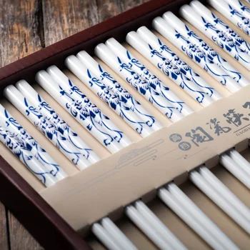 10 perechi/lot Chinez albastru și alb underglaze ceramice betisoarele ușor de curățat de sănătate și o varietate de flori