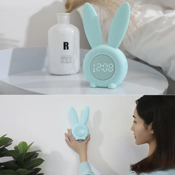 Drăguț Bunny Ureche LED Digital Ceas cu Alarmă Electronice de Sunet USB Control Iepure Lampă de Noapte, Ceas de Birou Acasă Decorare