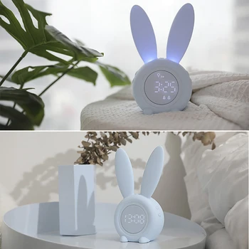 Drăguț Bunny Ureche LED Digital Ceas cu Alarmă Electronice de Sunet USB Control Iepure Lampă de Noapte, Ceas de Birou Acasă Decorare