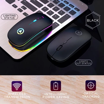 Noul LED Reîncărcabilă Mouse Gamer Mouse-ul fără Fir Tăcut LED Backlit Soareci USB Optic Ergonomic Mouse de Gaming Pentru PC, Laptop Mouse-ul