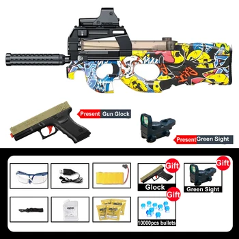 Electrice noi P90 Graffiti-a Ediție Pistol de Jucărie Live Lunetist Asalt de Simulare Arma în aer liber de Apă Moale Arma cu Glont Jucării Pentru Băieți Copii