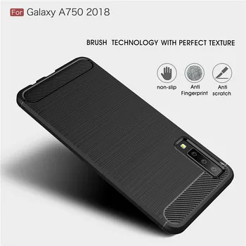 Fibra de Carbon Caz de Telefon Pentru Samsung Galaxy A7 2018 Caz TPU Moale Capacul din Spate Pentru Samsung A7 2018 Telefon Robust Bara A750 6