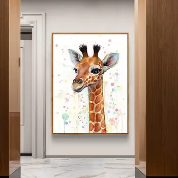 Rezumat Animale Arta de Perete Panza Pictura desen Animat Girafa Postere si Printuri de Arta de Perete Imaginile pentru Camera Copii Quadros Decor Acasă