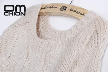 OMCHION Sueter Mujer 2018 Toamna coreean O de Gât Supradimensionate Tricotate Pulover Femei, cu Maneci Lungi Solid poftă de mâncare Subțire Pulover Casual LM01