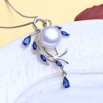 FENASY Argint 925 Colier de Perle Naturale Seturi de Bijuterii Pentru Femei Boem Stud Cercei Pandantiv Safir