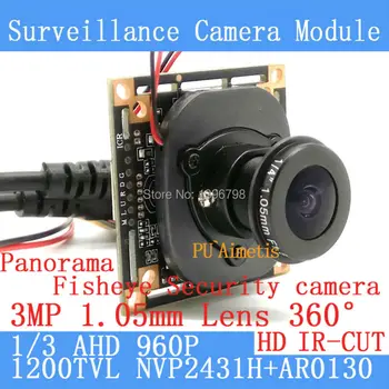 Mini HD 360 de Grade Fisheye Panoramică Analogice de Înaltă Definiție Camera de Supraveghere Module de Securitate de interior, IR noapte viziune