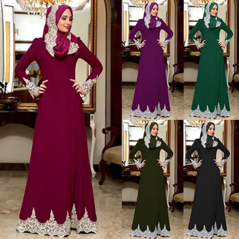 Elegant Rochie Musulman Femeile Cu Rochii Cu Maneci Lungi Maxi Hijab Djellaba Marocan Caftan Haine Islamice Leagăn Mare Rochii Plus Dimensiune
