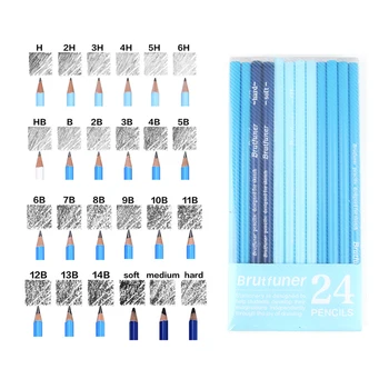 Brutfuner 24buc 6H to14B Moale Schiță Creion Greu de Mediu Cărbune Moale Creioane de Desen Creioane Set Scoala Standard Creioane