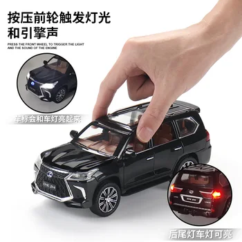1:24 Jucărie pentru Copii Aliaj Masina Model de turnat sub presiune, Metal Vehicul Jucărie LX570 Mașină de Jucărie Trage Înapoi de Sunet Și Lumină Mașină de Băieți Mașină de Jucărie Cadou