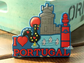 Portugalia Turnul Belem Călătorie Turistică de Suveniruri Barcelos Cocoș Amuzant 3D Cauciuc Magnet de Frigider Idee de Cadou