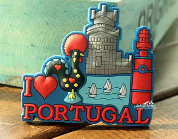 Portugalia Turnul Belem Călătorie Turistică de Suveniruri Barcelos Cocoș Amuzant 3D Cauciuc Magnet de Frigider Idee de Cadou