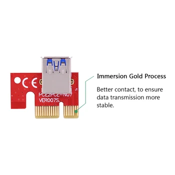 CHIPAL Rosu 30CM PCIE, PCI-E 1X la 16X Riser Card Extender Convertor cu Alimentare SATA 15Pin Interfață USB 3.0 Cablu de Date
