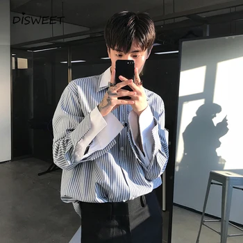 Dungi Solid Rever Liber Camasa Barbati-coreean cu mâneci Lungi Singur cu pieptul Slim Men ' s Cămașă 2020